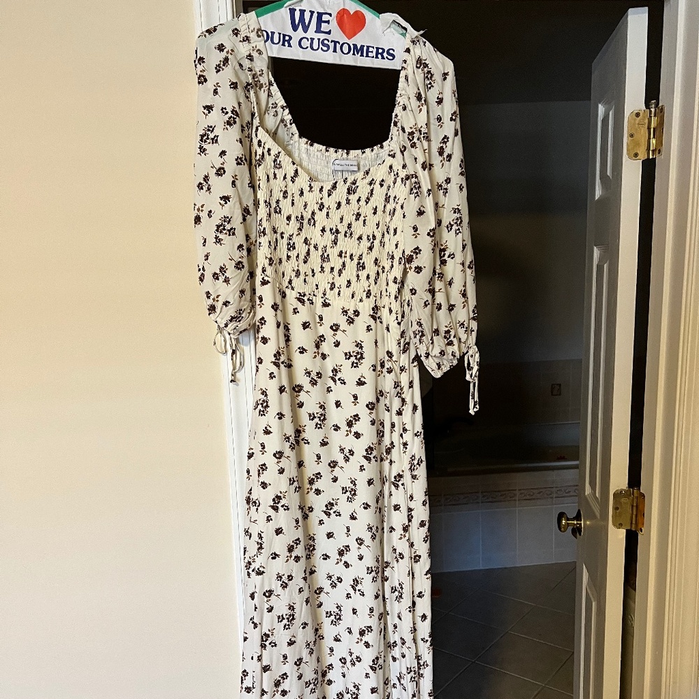 Faithful the brand tan floral smocked dress